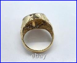 14k yellow gold diamond coin ring