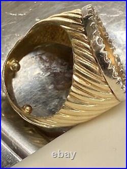 14kt/22kt Fine Gold Lady Liberty 1/10 Coin Ring With Diamonds
