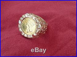 14kt Nugget Style Ring With 1862 $1 Gold Coin-not Scrap