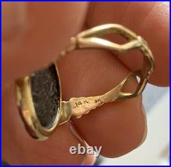 14kt Yellow Gold Ring Ancient Roman Bronze Coin Constantine
