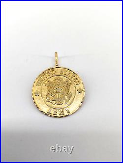 14kt yellow gold, 3.05 grams, US ARMY coin pendant