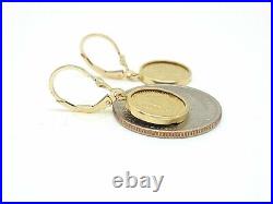 14mm Coin Earrings lever Back women 14k yellow Gold Finish Without Stone