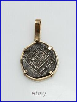 $1500 14k Yellow Gold CRUSADES Spanish Reale Cob Genuine Ancient COIN Pendant 5g