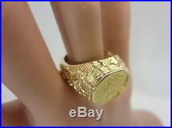 1852 O $1 Dollar US Liberty Vintage 14k Yellow Gold Ring Nugget Style Pinky sz 8