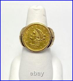 1861 Gold Liberty Head Coin New Reverse Inset into 14k Yellow Gold Over
