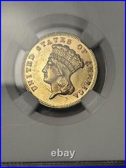 1870 Three Dollar Indian Gold Coin $3 Certified NGC AU Details Rare Date