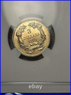 1870 Three Dollar Indian Gold Coin $3 Certified NGC AU Details Rare Date