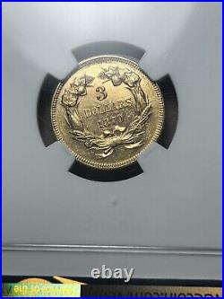 1870 Three Dollar Indian Gold Coin $3 Certified NGC AU Details Rare Date