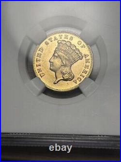 1870 Three Dollar Indian Gold Coin $3 Certified NGC AU Details Rare Date