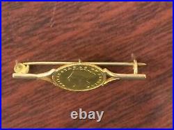 1874 $1 Gold Indian Coin in 14K Yellow Gold Brooch 2.7 Gr