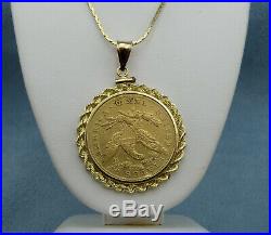 1881 US $10 liberty head gold coin Pendant, 14K Gold Bezel