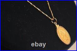 1886 $5 Liberty Gold Coin Necklace 24 14K Chain