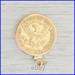 1886 American Eagle Coin Pendant 900 14k Yellow Gold Authentic $5 Keepsake
