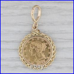 1887 5 Dollar Liberty Head Coin Pendant 14k Yellow Gold