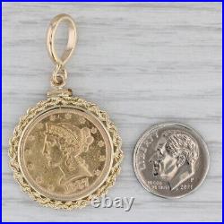 1887 5 Dollar Liberty Head Coin Pendant 14k Yellow Gold