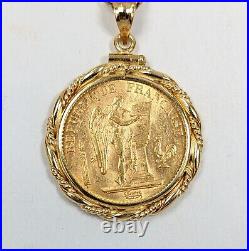 1897 Gold 20 Franc Coin Set in 14 KT Gold, 21 14 KT Chain 228418R