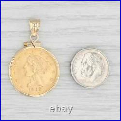 1899 5 Dollar Liberty Head Coin Pendant With Free Chain 14k Yellow Gold Plated