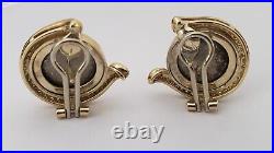 18KT YELLOW GOLD -ROMAN COIN AND DIAMONDS Gold Omega Clip EARRINGS