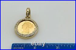 18K Yellow Gold US 10 Dollars 1887 Coin Diamond Pendant Diamond
