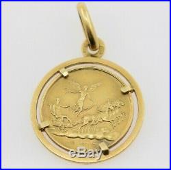 18K Yellow Gold Unoaerre Angel and Taurus Coin Pendant by Pietro Giampaoli