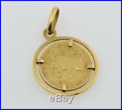 18K Yellow Gold Unoaerre Angel and Taurus Coin Pendant by Pietro Giampaoli