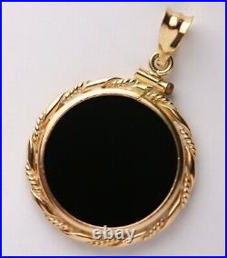 18 American Eagle Coin Shape Bezel Set Unisex Pendant 14k Yellow Gold Plated