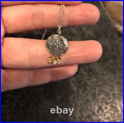 18 Inch Diamond 22K Yellow Gold And Sterling Silver Ancient Coin Necklace