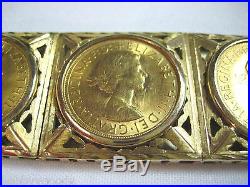 18k Gold & 22k Dei Gratia Regina Fd Elizabeth II Coin 7 3/4 Bracelet #21