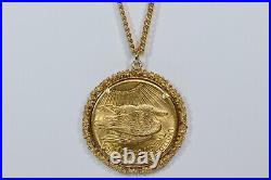 18k Gold Chain/bezel with 1924 Gold $20 Double Eagle Coin