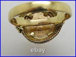 18k Yellow Gold Bezel 1865 Maximiliano Mexico Mini Replica 87% Coin Ring Size 6