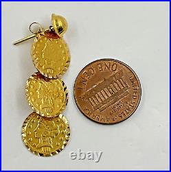 18k Yellow Gold Circle Disc Coin Design Earrings