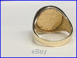 18k Yellow Gold Men's Ring 20 MM for 1/10 OZ US LIBERTY COIN (mounting only)