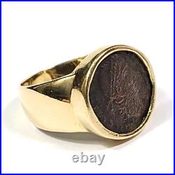 18k Yellow Gold Ring with Ancient Roman Coin Size 7.5