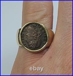 18k Yellow Gold Ring with Ancient Roman Coin Size 7.5