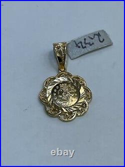 18k Yellow Gold Round Elizabethan Coin Pendant 1 Inch