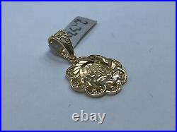 18k Yellow Gold Round Elizabethan Coin Pendant 1 Inch