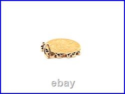 1904 $5 Gold Coin in 14K Yellow Gold Bezel Pendant 9.23 Grams