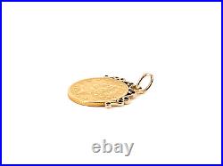 1904 $5 Gold Coin in 14K Yellow Gold Bezel Pendant 9.23 Grams