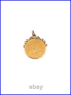 1904 $5 Gold Coin in 14K Yellow Gold Bezel Pendant 9.23 Grams