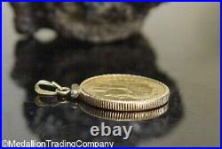 1906 20 Francs Liberty Head Rooster Coin 14k Twist Edge Bezel Pendant France