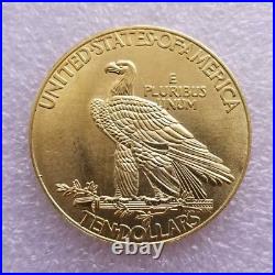 1907 Indian Head Eagle Ten Dollars Gold Coin Charm Shape 14k Yellow Gold Plated