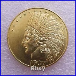 1907 Indian Head Eagle Ten Dollars Gold Coin Pendant 14k Yellow Gold Finish