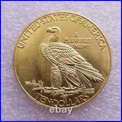 1907 Indian Head Eagle Ten Dollars Gold Coin Pendant 14k Yellow Gold Finish