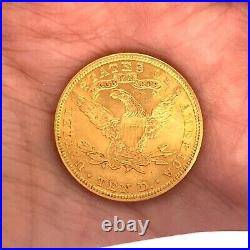 1907 Liberty Head Ten Dollar Eagle Shape Coin For Pendant 14k Yellow Gold Plated