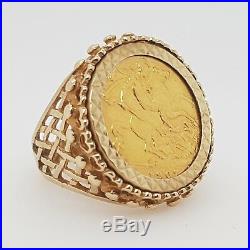 1907 St George British Sovereign Coin 22ct Preloved Vintage Ring 9ct Gold mount