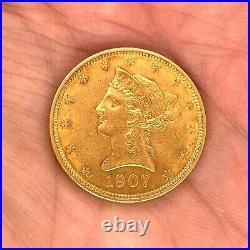 1907 Ten Dollar Gold Coin Shape Men's & Women's Pendant 14k Yellow Gold Plated