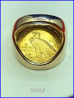 1908 $5 Indian Head Gold Coin 14k Ring