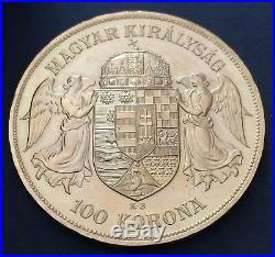 1908 Hungary Gold 100 Korona Coin 33.87g yellow Gold
