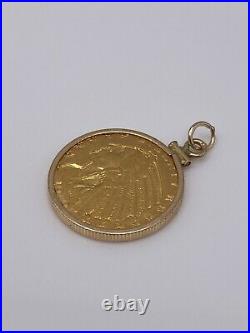 1910 $5 Coin with Solid 14k Gold Frame