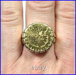 1911 2 1/2 Gold Indian Coin 14k Yellow Gold Ring Size 12 1/4